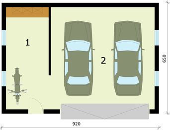 Parter projektu - G293 garaż dwustanowiskowy z pomieszczeniem gospodarczym