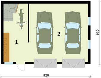 Parter projektu - G295 garaż dwustanowiskowy z pomieszczeniem gospodarczym i poddaszem