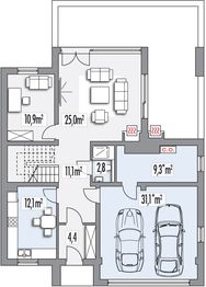 Parter projektu - Alamo wersja C z podwójnym garażem paliwo stałe