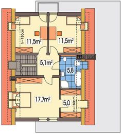 Poddasze projektu - Alamo wersja C z podwójnym garażem paliwo stałe