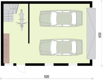Parter projektu - G298 garaż dwustanowiskowy z pomieszczeniem gospodarczym i poddaszem użytkowym