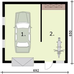 Parter projektu - G308 garaż jednostanowiskowy z pomieszczeniem gospodarczym