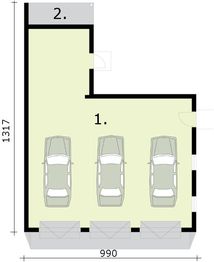 Parter projektu - G306 garaż trzystanowiskowy