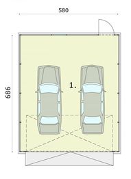 Parter projektu - GB17 garaż blaszany dwustanowiskowy