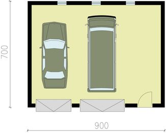 Parter projektu - G196 garaż dwustanowiskowy