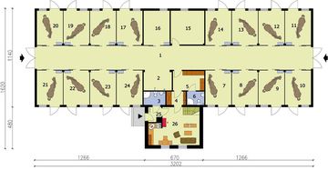 Parter projektu - S25 Stajnia angielska dla koni - 16 boksów + część mieszkalna