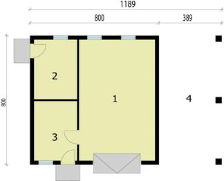 Parter projektu - G213 garaż dwustanowiskowy z pomieszczeniami gospodarczymi