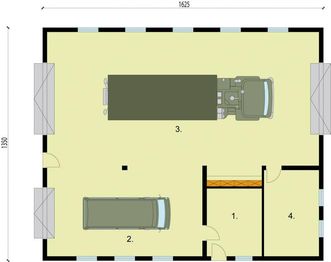 Parter projektu - G231 garaż trzystanowiskowy z pomieszczeniami gospodarczymi