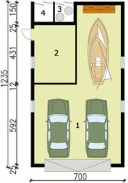 Parter projektu - G123 garaż dwustanowiskowy z pomieszczeniem gospodarczym