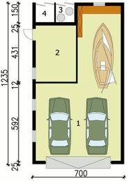 Parter projektu - G125 garaż dwustanowiskowy z pomieszczeniem gospodarczym