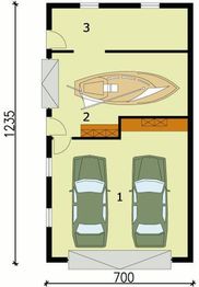 Parter projektu - G126 garaż trzystanowiskowy z pomieszczeniem gospodarczym