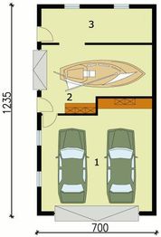 Parter projektu - G127 garaż trzystanowiskowy