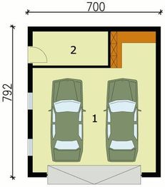 Parter projektu - G129 garaż dwustanowiskowy z pomieszczeniem gospodarczym
