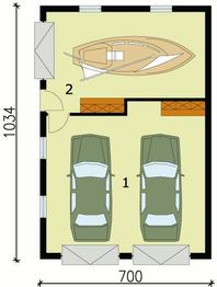 Parter projektu - G131 garaż dwustanowiskowy z pomieszczeniem gospodarczym