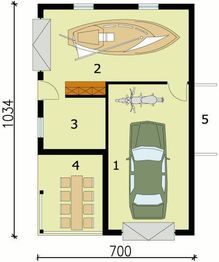 Parter projektu - G137 garaż dwustanowiskowy z pomieszczeniem gospodarczym