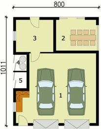 Parter projektu - G143 garaż dwustanowiskowy z pomieszczeniem gospodarczym