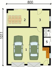 Parter projektu - G144 garaż dwustanowiskowy z pomieszczeniem gospodarczym