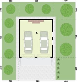 Parter projektu - G32 garaż dwustanowiskowy