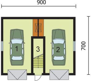Parter projektu - G34 garaż dwustanowiskowy z poddaszem użytkowym