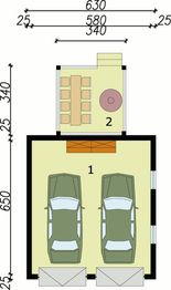 Parter projektu - G35 garaż dwustanowiskowy + altana