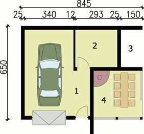 Parter projektu - G39 garaż jednostanowiskowy z wiatą rekreacyjną