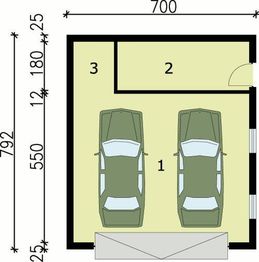 Parter projektu - G61 garaż dwustanowiskowy z pomieszczeniem gospodarczym