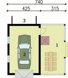 Parter projektu - G70 garaż jednostanowiskowy z altaną