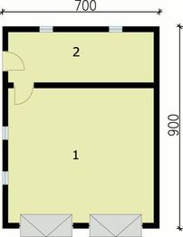 Parter projektu - G1a garaż dwustanowiskowy z pomieszczeniem gospodarczym