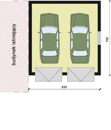 Projekt garażu GP8 garaż dostawiany dwustanowiskowy - rzut parteru, dom liczy 0 pokoje, 0 łazienki i wc
