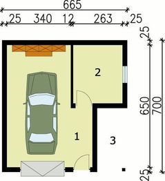 Parter projektu - G21 garaż jednostanowiskowy z pomieszczeniem gospodarczym
