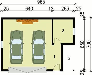 Parter projektu - G22 garaż dwustanowiskowy z pomieszczeniem gospodarczym