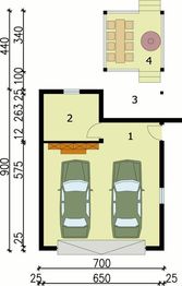 Parter projektu - G25 garaż dwustanowiskowy z wiatą