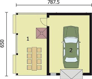 Projekt garażu G83 bliźniak (jeden segment), projekty garaży - rzut parteru, dom liczy 0 pokoje, 0 łazienki i wc