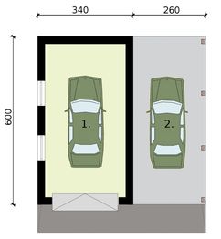 Parter projektu - G266 garaż jednostanowiskowy z wiatą