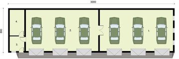 Parter projektu - G271 garaż sześciostanowiskowy z pomieszczeniami gospodarczymi