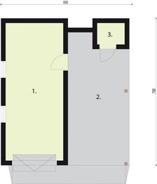 Parter projektu - G31m garaż jednostanowiskowy z wiatą i pomieszczeniem gospodarczym