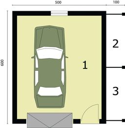 Parter projektu - G245 garaż jednostanowiskowy z poddaszem