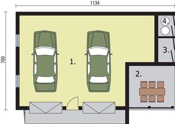 Parter projektu - G251 garaż dwustanowiskowy z werandą