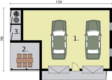 Parter projektu - G252 garaż dwustanowiskowy z werandą