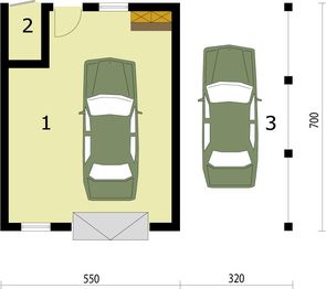 Parter projektu - GP10 garaż dostawiany jednostanowiskowy z pomieszczeniem gospodarczym i wiatą