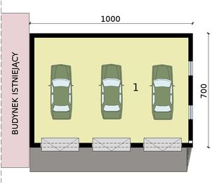 Parter projektu - GP13 garaż dostawiany trzystanowiskowy