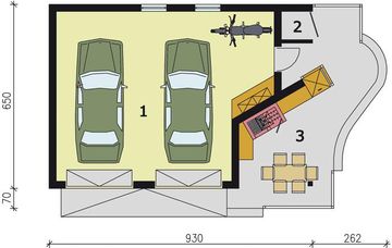 Parter projektu - G185 garaż dwustanowiskowy z wędzarnikiem