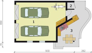 Parter projektu - G188 garaż dwustanowiskowy z wędzarnikiem