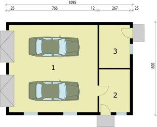 Parter projektu - G202 garaż dwustanowiskowy z pomieszczeniami gospodarczymi