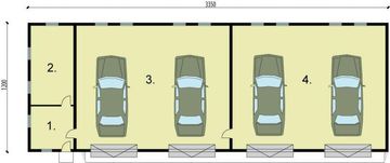 Parter projektu - G221 garaż czterostanowiskowy z pomieszczeniami gospodarczymi