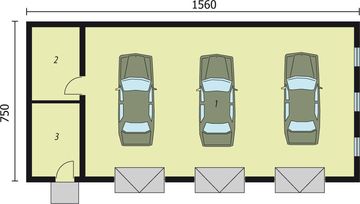 Parter projektu - G219 garaż trzystanowiskowy z pomieszczeniem gospodarczym