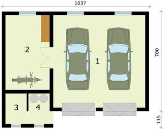 Parter projektu - G279 garaż dwustanowiskowy z pomieszczeniem gospodarczym