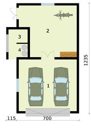 Parter projektu - G273 garaż dwustanowiskowy z pomieszczeniem gospodarczym
