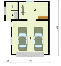 Parter projektu - G274 garaż dwustanowiskowy z pomieszczeniem gospodarczym