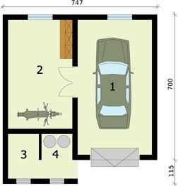 Parter projektu - G276 garaż jednostanowiskowy z pomieszczeniem gospodarczym